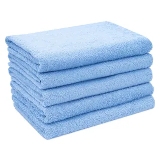 ZOLLNER Duschtücher 5er-Set 80% Baumwolle, 20% Polyester, 70x140 cm, hellblau