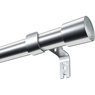 Venwemong Gardinenstange Ausziehbar Vorhangstangen Curtain Rod Stange für Vorhänge Erstellbare Länge mit Kappenknäufen für Esszimmer, Schlafzimmer, Wohnzimmer, Silber, 84-220 cm