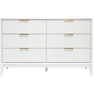 miliboo Weißes mattes Sideboard mit goldenem Metall 6 Schubladen L120 cm GIANA