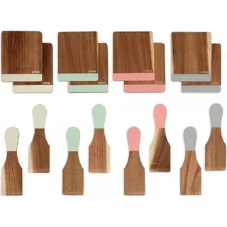 Raclette Zubehör Set LIVOO MEN427, Akazienholz, 8 Spatel, 8 Brettchen, Mit Aufbewahrungstasche