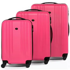 FERGÉ Kofferset Hartschale 3-teilig Marseille Trolley-Set - Handgepäck 55 cm, L und XL 3er Set Hartschalenkoffer Roll-Koffer 4 Rollen 100% ABS pink