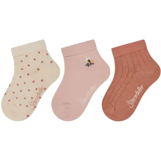 Sterntaler Baby Socken 3er Pack Punkte – Baby- und Kinder-Socken im 3er Pack mit Umschlag, Innenfrottee, Punkte-, Blume- & Rippen-Motive, Cremeweiß, Größe 18