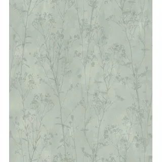 Rasch Textil Rasch Tapete 201451 - Papiertapete mit zartem Blumenmuster in Grün - 10,05m x 0,53m (LxB)