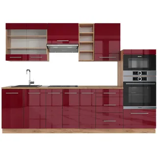 Vicco Küchenzeile Fame-Line 280 cm Bordeaux Hochglanz
