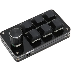 Einhändige Mechanische Tastatur, 6 Tasten, 1 Knopf, Kleine Programmierbare Macropad-Tastatur mit Kabel, DIY Programmierbare Tastatur für Gaming-Büro (Schwarz)