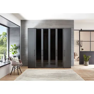 Wiemann Drehtürenschrank WIEMANN "Split", grau (graphit, dekor), B:246,9cm H:236cm T:58cm, Floatglas, Holzwerkstoff, Schränke, Drehtürenschrank, inkl. Türendämpfung