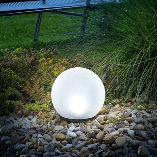 Solarkugel für den Garten multicolor | LED-Gartenkugel mit AKKU | Bodenleuchten Gartendeko für draußen | Solarleuchten Kugelleuchten 7 Farben 6500K winterfest outdoor =20cm