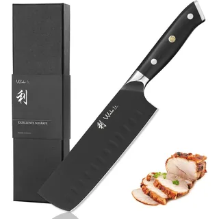 Wakoli Titanium Noir Nakiri Messer mit 17cm Klinge, G10 Griff, Premium Edelstahl Küchenmesser und Profi Messer in Geschenkverpackung