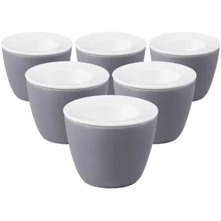 Eierbecher SELTMANN WEIDEN "Snack and Egg Life Fashion ø 6,8 cm 6er Set", grau (elegant grau), B:6,8cm H:5,5cm Ø:6,8cm, Porzellan, Eierbecher, Eierbecher, Spülmaschinenfest, Mikrowellensicher, Ofenfest