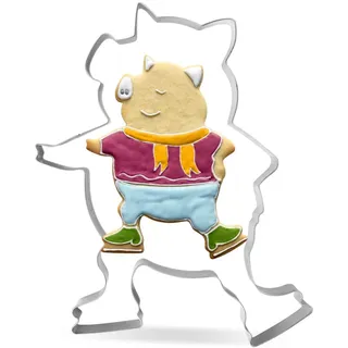 Tasty XXL-Ausstecher "Schwein mit Schlittschuhen", extra große Ausstechform für originelle Weihnachtsplätzchen