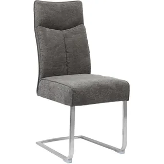 Novel Schwingstuhl , Grau, Edelstahlfarben , Metall, Textil , Füllung: Schaumstoff , Flachrohr , 44x102x64 cm , Esszimmer, Stühle, Schwingstühle