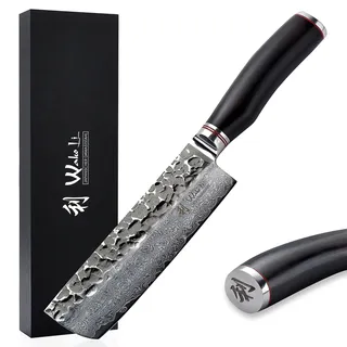 Wakoli EBO Damast Nakirimesser I 16,5 cm Klinge I schwarzer Eichenholzgriff