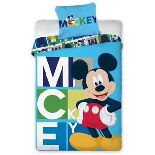 Disney Mickey Mouse Timeless Polyester Blau 140 x 200 cm + 63 x 63 cm