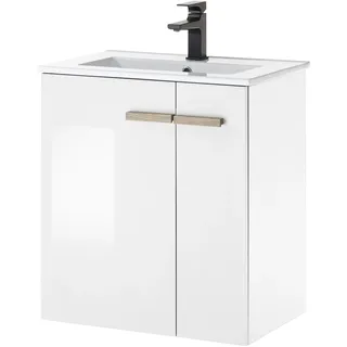 PLACES OF STYLE »SOLiD, Unterschrank inkl. Waschbecken, Badschrank mit Holzgriffe« in zwei Farben verfügbar, inkl. Waschbecken, Breite 60 cm