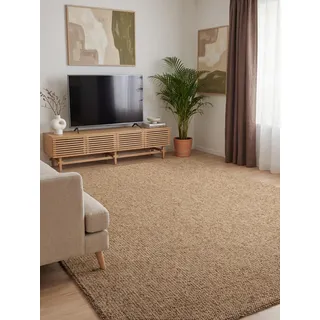 ELLE Decoration Rocco - Weicher Flachgewebe Teppich, Maschinen Waschbar, Woll Optik, Langlebig & Nachhaltig, Modern, Skandi Look für Wohnzimmer, Esszimmer, Schlafzimmer, Flur - Karamell, 80x150cm