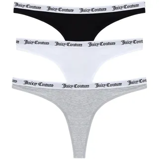 Juicy Couture Damen Dana Cotton Thong 3-Pack Multipack Tanga Slip G-String Unterwäsche Pack für Sport Freizeit Fitness in Versch. Farben Unterwäsche (3er Pack)