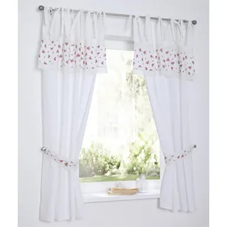Kutti Vorhang »Lavie« Bindebänder 1 Stk. tlg. Kurzgardine mit Raffhalter, Baumwolle, blickdicht, Rosen, Spitze, bunt