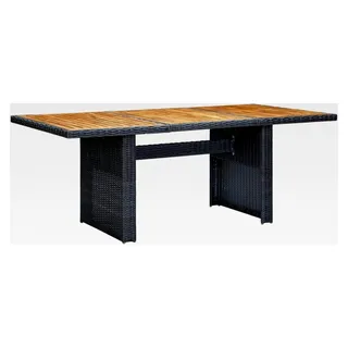 Gartentisch Terrassentisch Esstisch Balkontisch Holztisch Gartenmöbel Dunkelgrau Poly Rattan und Akazie Massivholz 200 x 100 x 74 cm