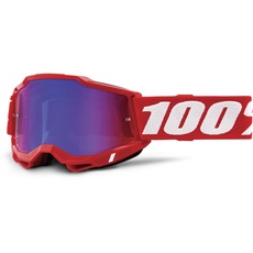 100% Accuri 2 Goggle, Erwachsene, Rot mit Spiegel Rot/Blau Linse