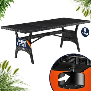 CASARIA Gartentisch 190 x 90 x 75 cm Schwarz