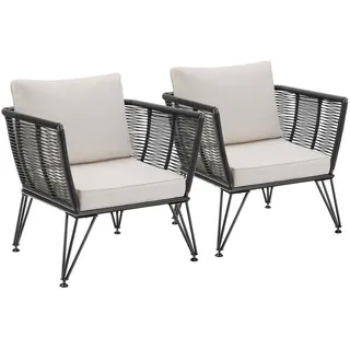 Tectake Garten-Loungesessel Sundo 75,5 x 67 x 71 cm silber
