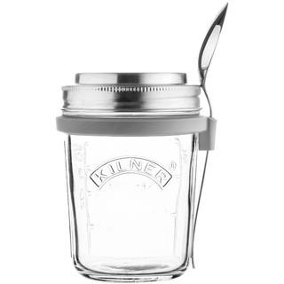 Kilner Frühstücksglas mit Löffel / 350 ml, Ø 9,5 cm / 5-teilig | Müslibecher to go / schadstoffrei / Glasbehälter mit Deckel für Müsli, Porridge & Joghurt / Overnight Oats Behälter