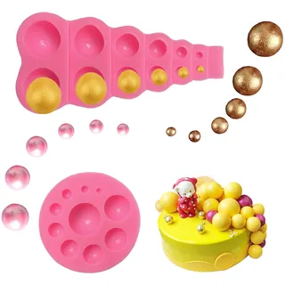 Woohome 2 Stück Silikon Perle Fondant Form Silikon Perle Fondant Silikonform Halbkugel Formen Fondant Form für Kuchen Runde Perlen Blasen Perle Kuchen Form für Kuchen Schokolade Süßigkeiten