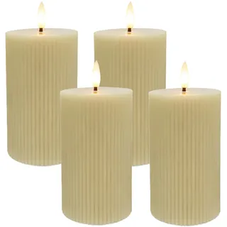 Relaxdays LED Kerzen 4 St. 13 x 7,5 cm beige
