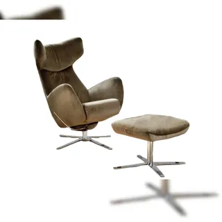 KAWOLA RANDY Drehsessel inkl. Hocker olivgrün