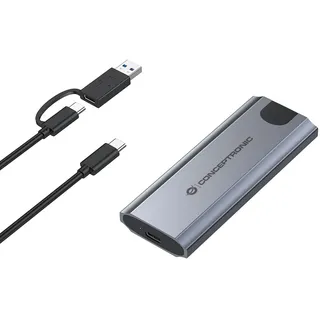 Conceptronic SSD Gehäuse M-Key M.2->M/B+M-Key/USB-C3.2 gr