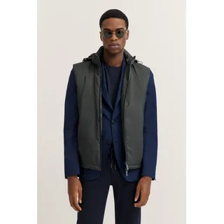 Funktionsweste BUGATTI, Herren, Gr. 56, grau (270, dunkelgrau), 100% Polyester, unifarben, regular fit, ohne Ausschnitt, Westen Funktionsweste, wasserabweisend mit Kapuze