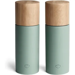 Springlane Salz & Pfeffermühle 2er Set aus Buchenholz & Beton, Gewürzmühle, Chilimühle, Verstellbares Keramikmahlwerk, Unbefüllt, Skandinavisches Design - Mint