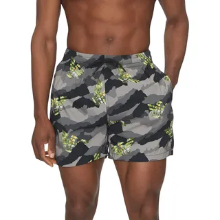 EMPORIO ARMANI Herren Mid Boxer Badehose, Camu Black/Eagles, XL