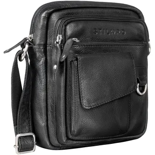 STILORD Ryan Crossbody Tasche Herren Leder Kleine Herrentasche zum Umhängen Vintage Ledertasche 9,7 Zoll iPad Tasche Messenger Bag Umhängetasche Echtleder Farbe:schwarz