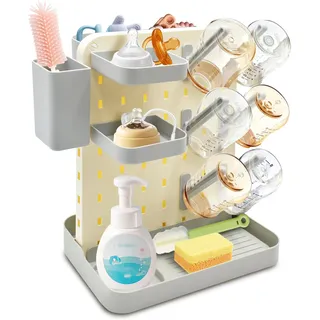 YTACREA Babyflaschen Trockenständer Vertikal, Abnehmbarer Flaschentrockner Ständer Baby mit Lochplatte, Arbeitsplatte Flaschenhalter Babyflaschen für Trocknen von Babyflaschensaugern, Bechern, Zubehör