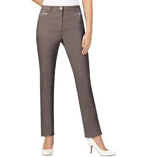 Stretch-Hose STEHMANN, Damen, Gr. 195, Extrakurzgrößen, grau (stein), 72% Viskose, 25% Polyamid, 3% Elasthan, unifarben, lang, Hosen Stretch-Hose