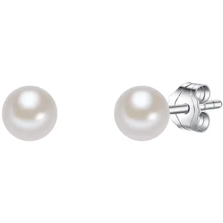 Valero Pearls Damen Perlenohrstecker Hochwertige Süßwasser-Zuchtperlen 4-5 mm Rund weiß 925 Sterling Silber - Silberohrstecker mit echten Perlen