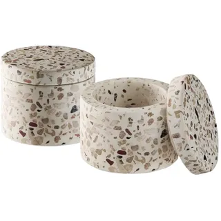 APS 15917 Dose TERRAZZO 2er Set Beton, Ø 6 cm, Höhe 5 cm | Terrazzooptik; Unikat