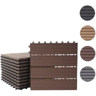 WPC Bodenfliese Rhone, Holzoptik Balkon/Terrasse, 11x je 30x30cm = 1qm ~ Premium, coffee linear
