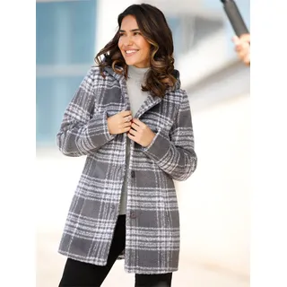 Classic Basics Outdoorjacke mit Kapuze, anthrazit, ecru, kariert