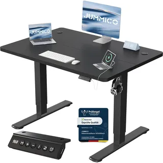 JUMMICO Höhenverstellbarer Schreibtisch mit USB-Ladeanschluss 100 x 60 cm, Schreibtisch Höhenverstellbar Elektrisch, Steh-Sitz Tisch Stehpult Verstellbarer Computertisch,Standing Desk,Schwarz