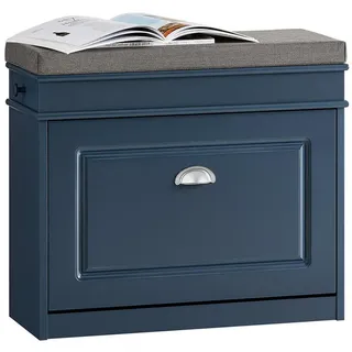 SoBuy Schuhbank 60cm Blau , Holzwerkstoff , 60x52x24 cm , Garderobe, Garderobenbänke, Schuhbänke