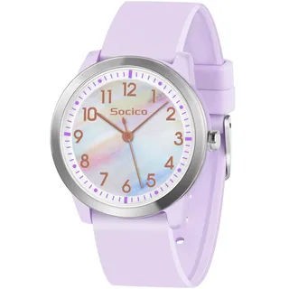 SOCICO Kinderuhr Analog, 5ATM/50M Wasserdicht Armbanduhr Kinder Mädchen Jungen Teenager, Leicht Lesbar Kinder Quartz Minimalistisch Uhren für 9-18 Jahre (Regenbogenlila)