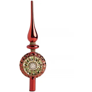 home&you Weihnachtsbaumspitze Sitter 32x9 cm, Rot , Glas , 4 cm , Dekoration, Weihnachtsdekoration, Christbaumschmuck, Christbaumspitzen