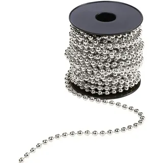 Goldene Weihnachtsperlenkette,Christbaumschmuck aus Kunststoff,Weihnachtsbaum Deko,Girlande Weihnachten,Mini Weihnachtsanhänger für Party,Geburtstag,Festliche Dekoration,Kunststoff Perlen (Silber)