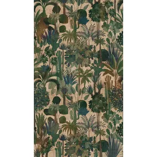 Livingwalls Fototapete Dschungel in Grün, Beige, Braun - hochwertige Vliestapete 398631 mit Motiv auf 1,59 m x 2,80 m - Made in Germany