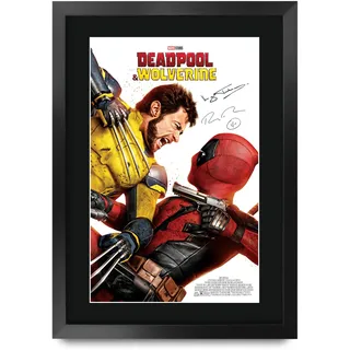 HWC Trading FR A3 Deadpool & Wolverine Reynolds & Jackman Geschenke Geduckter Poster Signiertes Autogramm Foto für Fans von Film Memorabilien - A3 Gerahmt