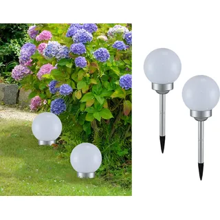 LED Solarlampen Set für draußen, 2 Solarkugeln für den Garten mit Erdspieß Ø15cm