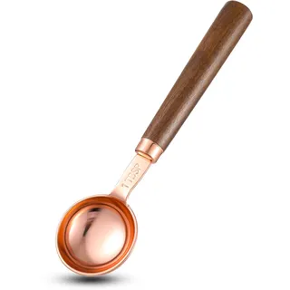 Andibro Kaffee Messlöffel, 1 Stück 15 ml 1 EL Retro Roségold Kaffeelöffel Portionierer mit Griff aus Walnussholz Edelstahl Dosierlöffel für gemahlenen Kaffee Kaffeebohnen Tee Matcha(15ml,5.49)