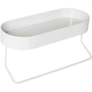 Honey-Can-Do, Weiß Badezimmer-Regal zur Wandmontage, mit Handtuchstange und ovaler Ablage Oben, Stahl, 10 lbs